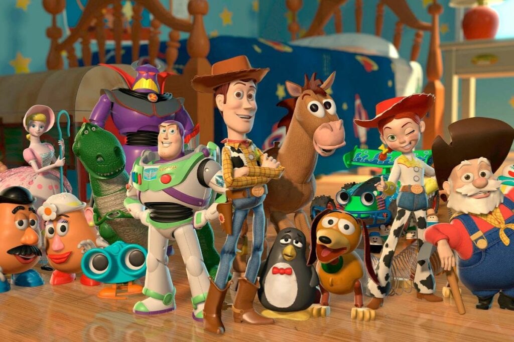 Ilustração dos brinquedos do filme "Toy Story"