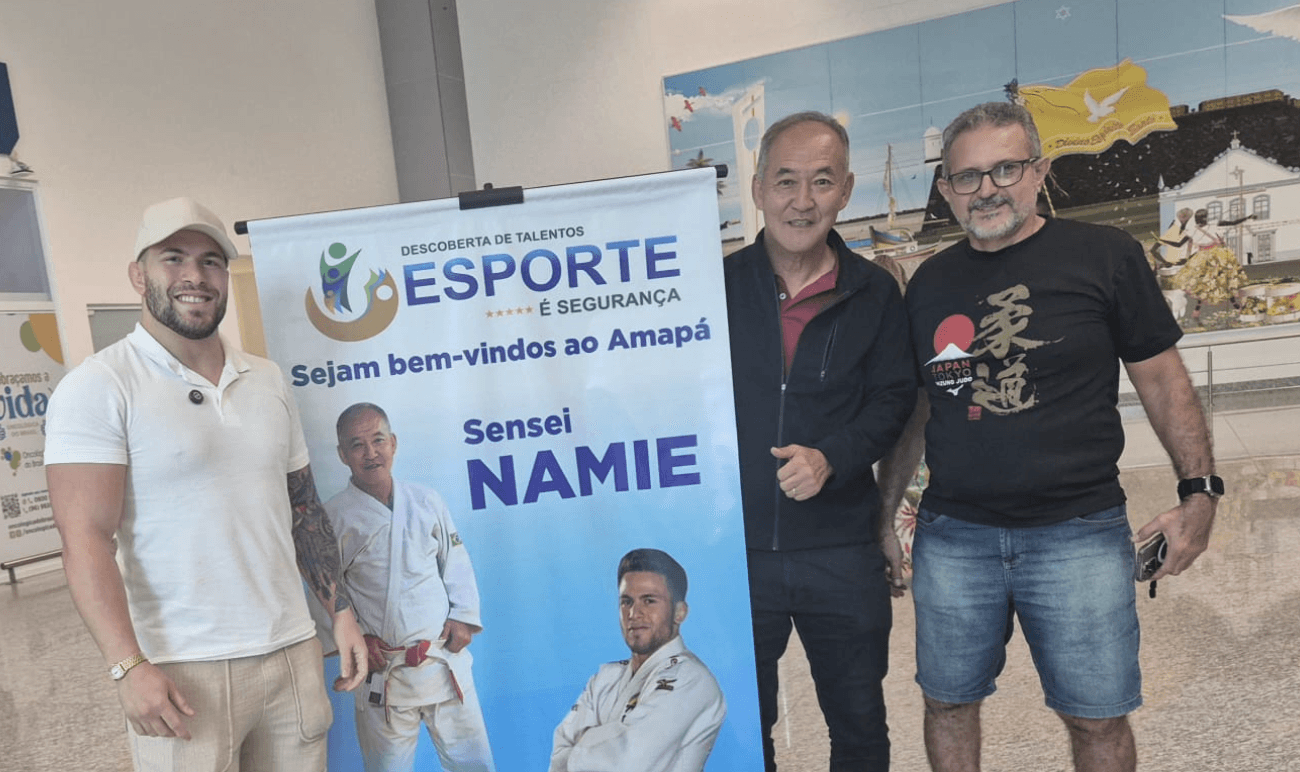 Judoca mogiano Willian Lima e sensei Paulino Namie realizam treinos no Amapá