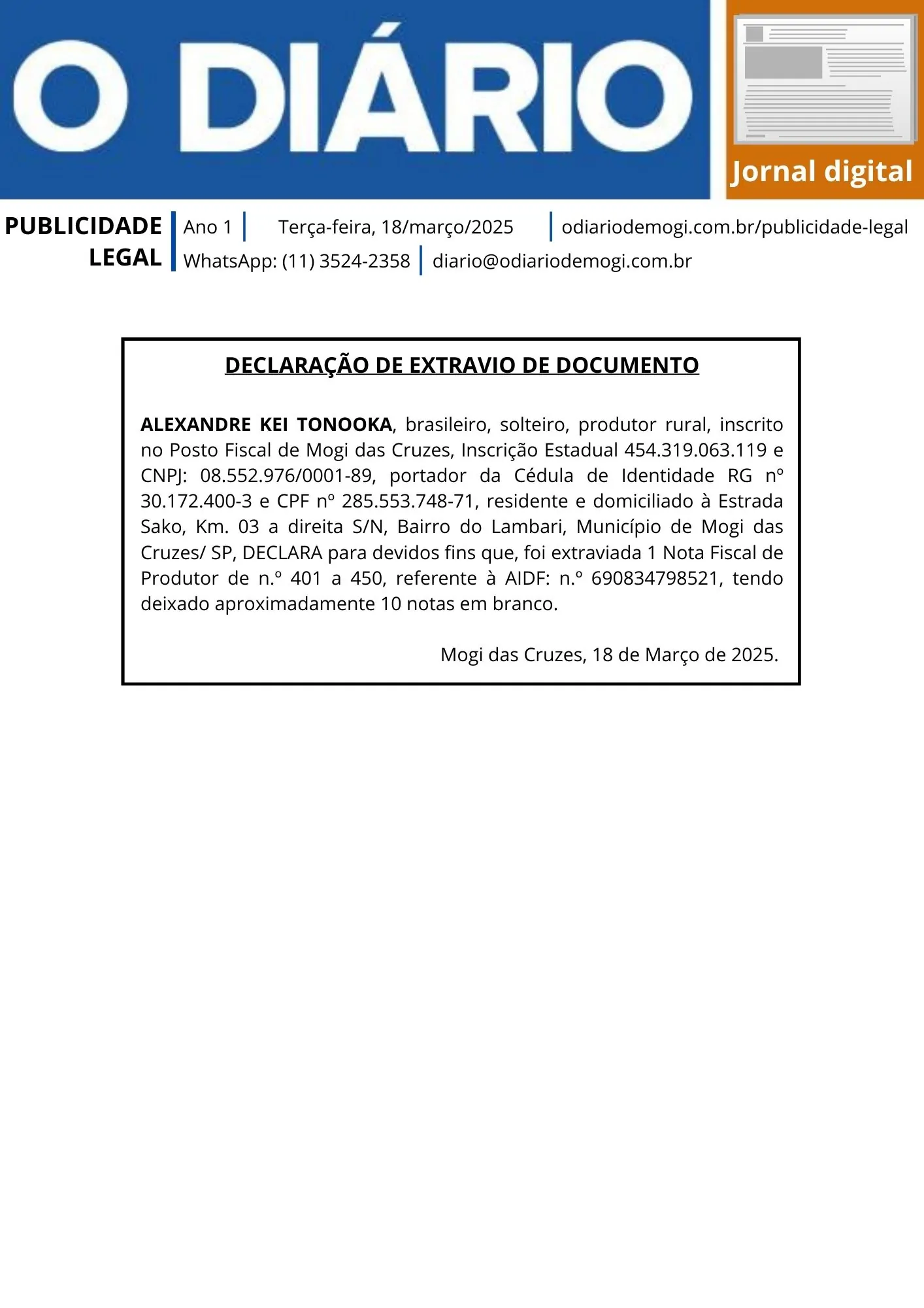 Terça-feira, 18 de março de 2025