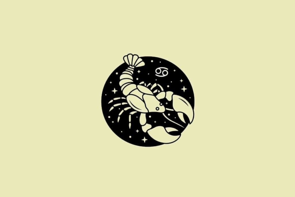 Ilustração do signo de Câncer em um fundo creme