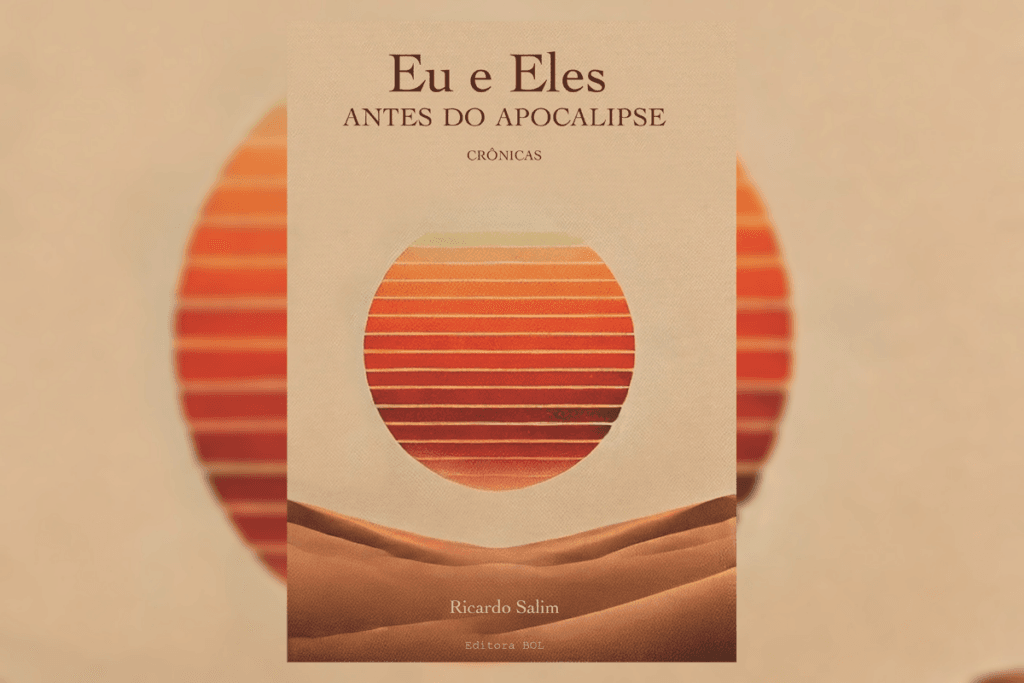 Capa de livro em bege e laranja com a imagem de um sol formado por listras laranjas e dunas escrito o título e nome do autor