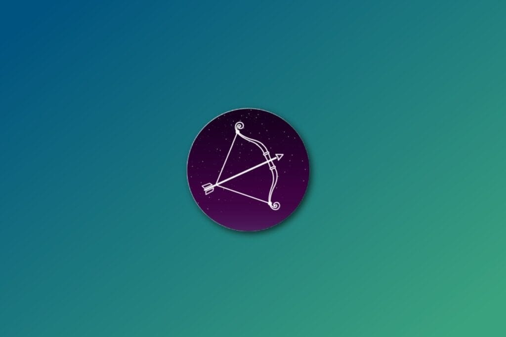 Ilustração do signo de sagitário em um fundo verde