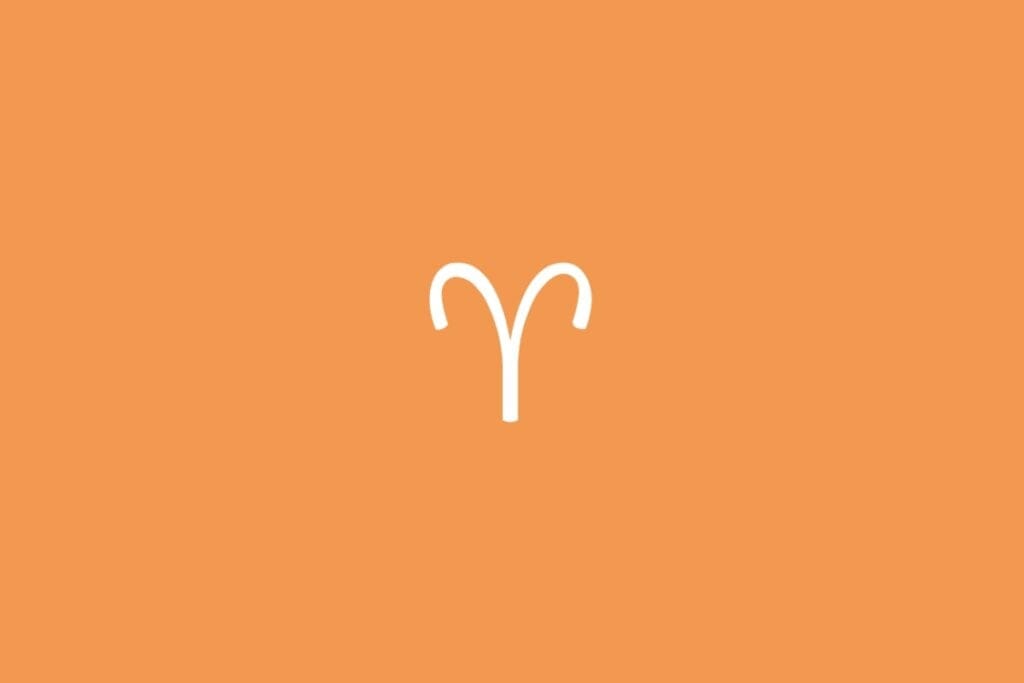 Ilustração do signo de áries em um fundo laranja