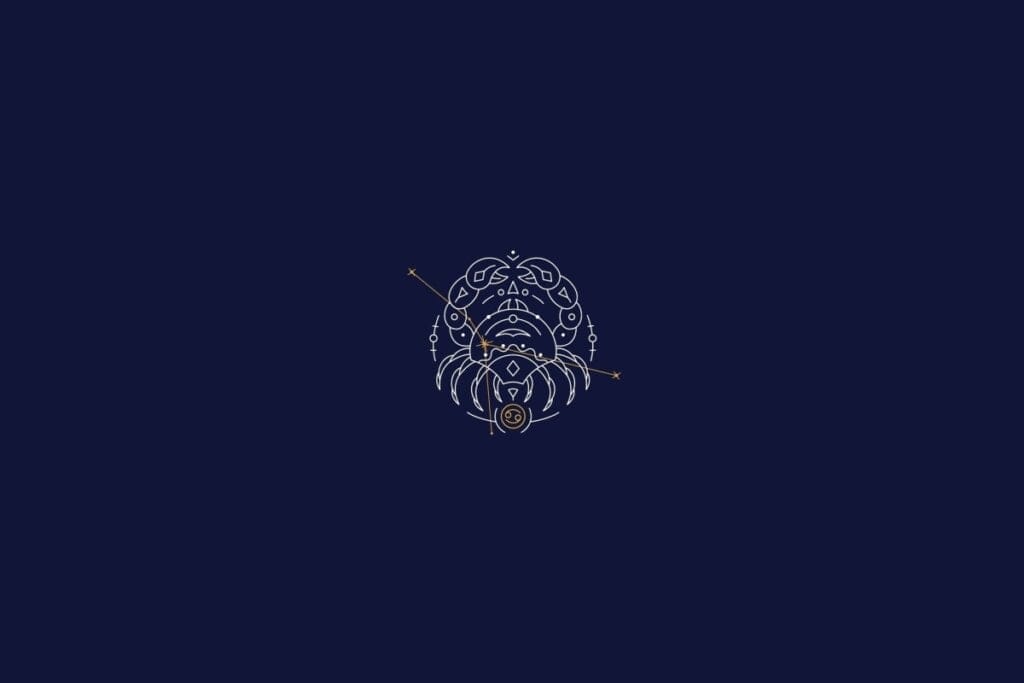 Ilustração do signo de câncer em um fundo azul-escuro