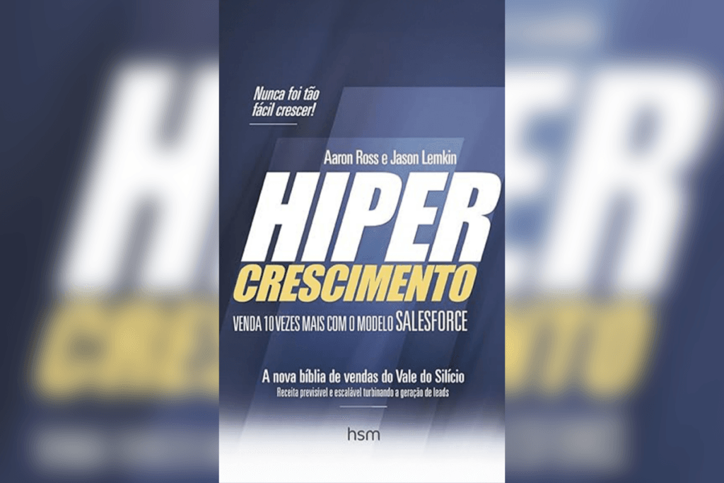 Capa do livro “Hipercrescimento” com fundo azul e letras em branco e amarelo