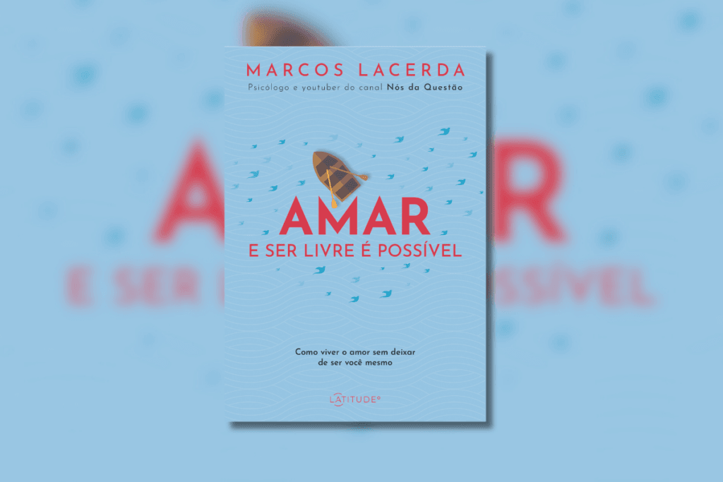 Capa de livro azul com o título do livro e nome do autor escrito em rosa, com o desenho de um barco em fundo azul representando o mar