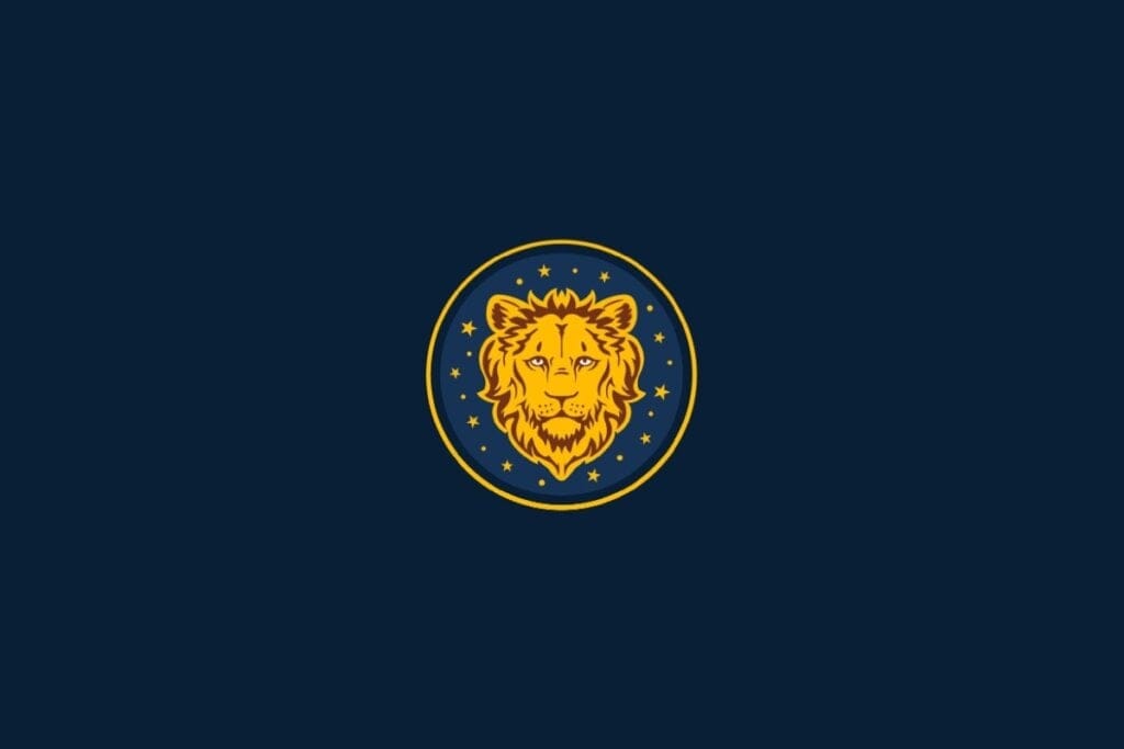 Ilustração do signo de Leão em um fundo azul