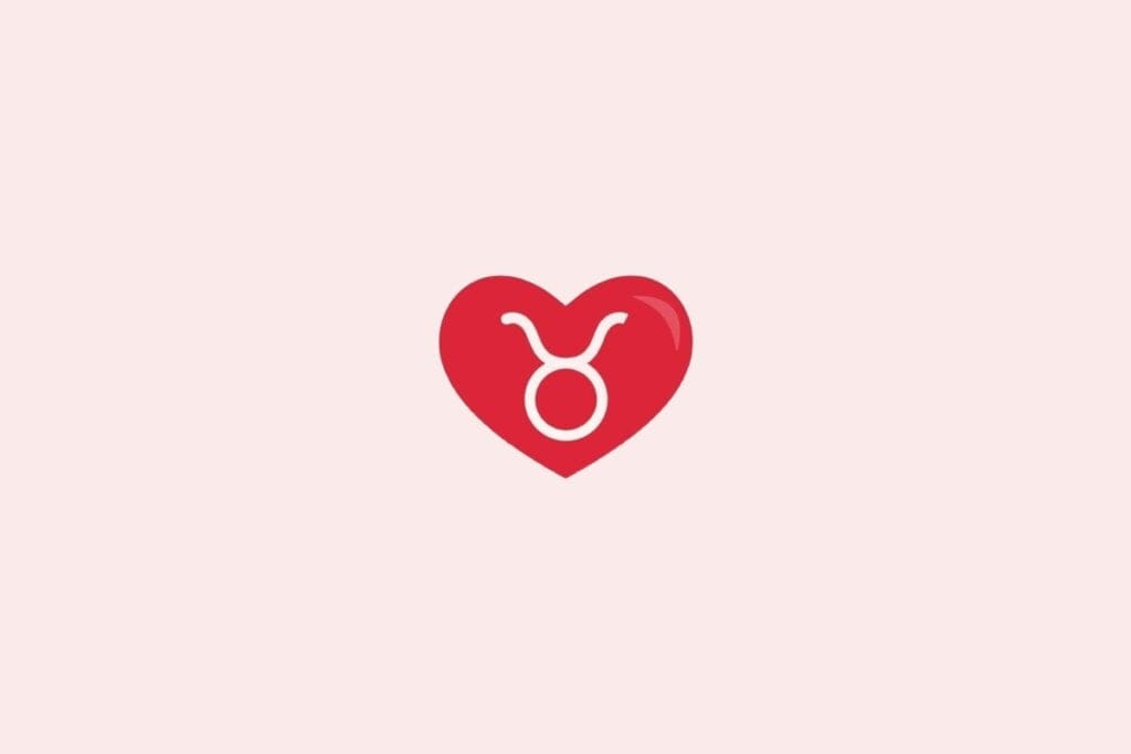 Ilustração do signo de touro em um coração vermelho sobre um fundo rosa-claro