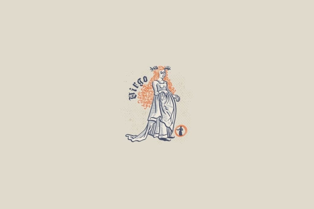 Ilustração do signo de virgem em um fundo bege