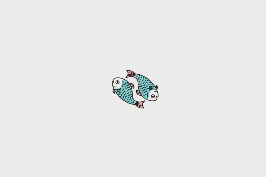 Imagem do símbolo de Peixes em um fundo cinza
