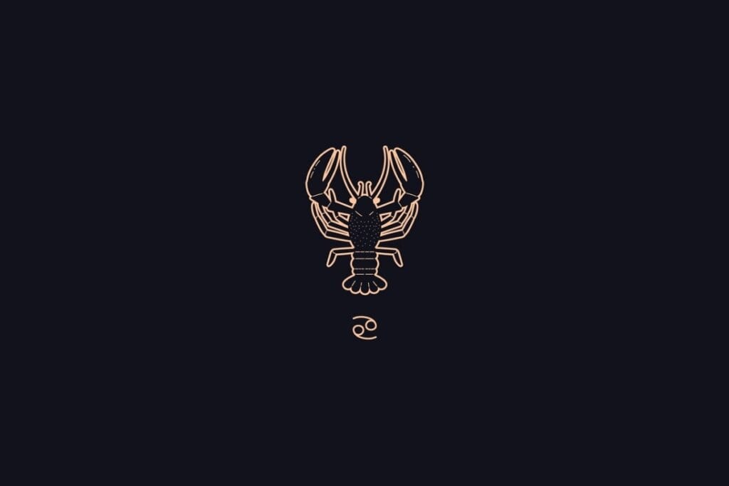 Ilustração do signo de Câncer em um fundo preto