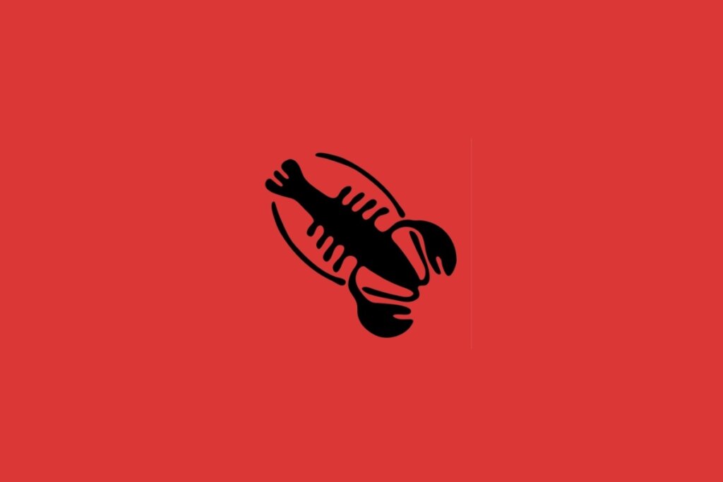 Ilustração do signo de Câncer com um caranguejo estilizado em fundo vermelho