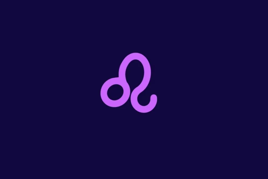 Ilustração do signo de Leão em um fundo roxo