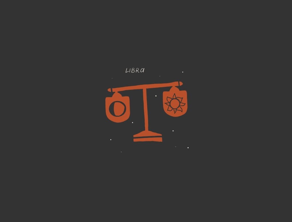 Ilustração do signo de libra em um fundo preto