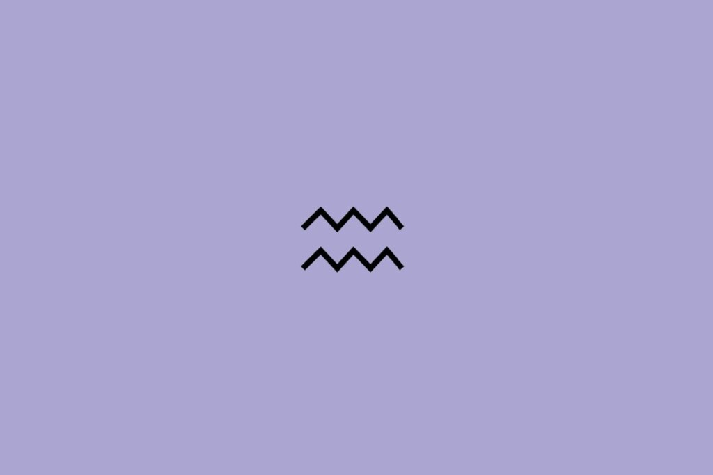 Ilustração do signo de aquário em um fundo roxo