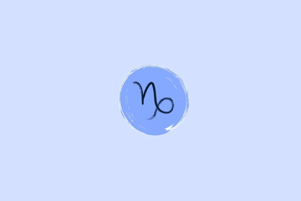 Ilustração do signo de capricórnio em um fundo azul-claro