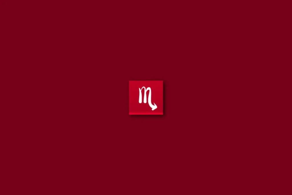 Ilustração do signo de escorpião em um fundo vermelho