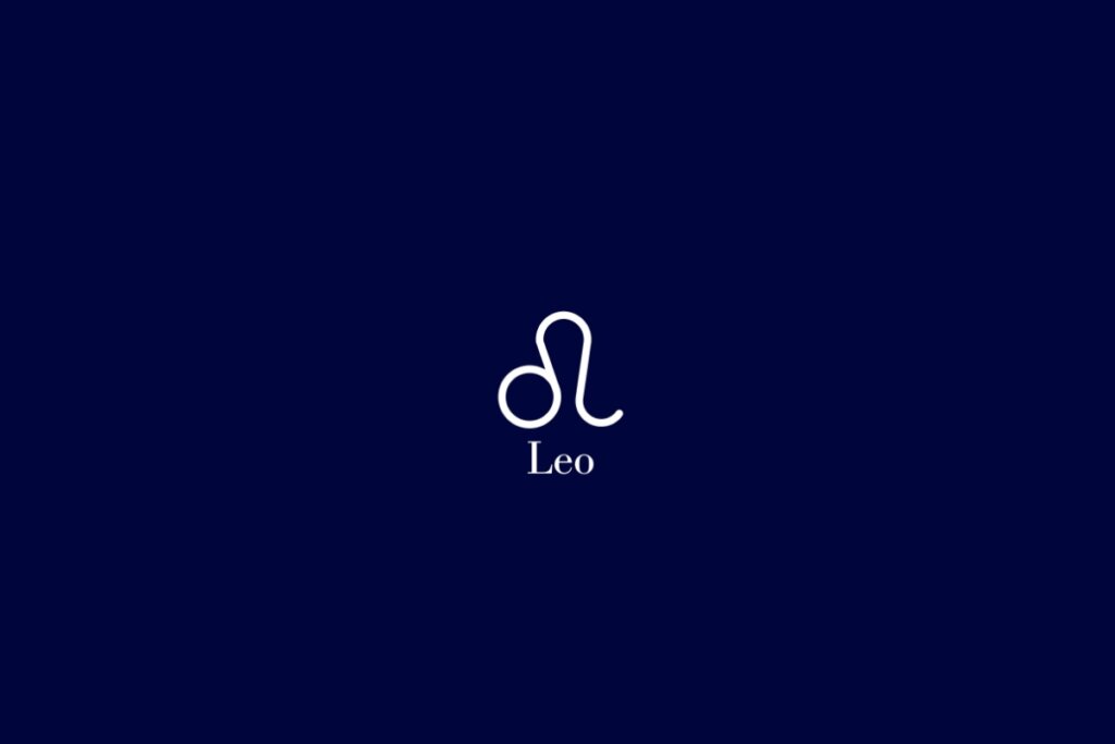 Ilustração do signo de leão em um fundo azul-escuro