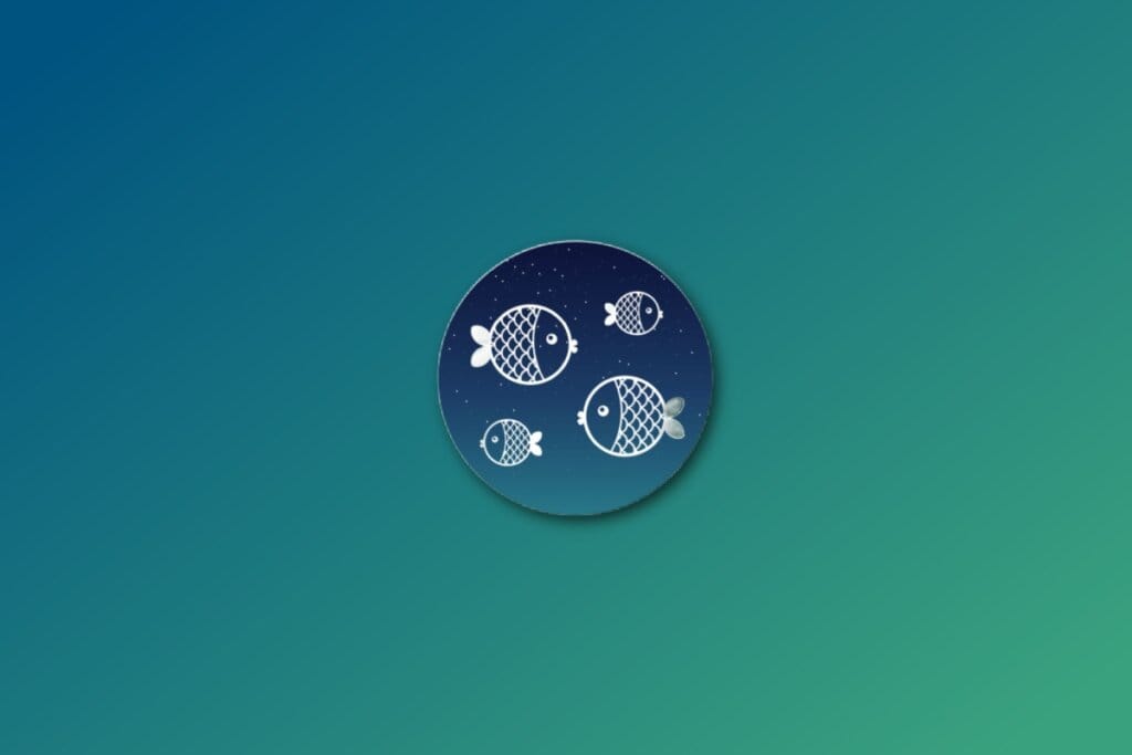 Ilustração do signo de peixes em azul em um fundo verde