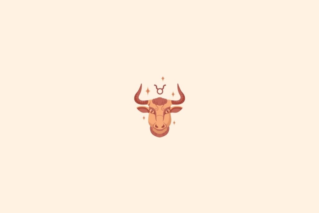 Ilustração do signo de touro com estrelas em um fundo bege