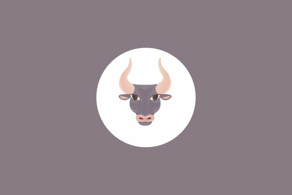 Ilustração de um touro em um círculo branco sobre um fundo marrom-claro
