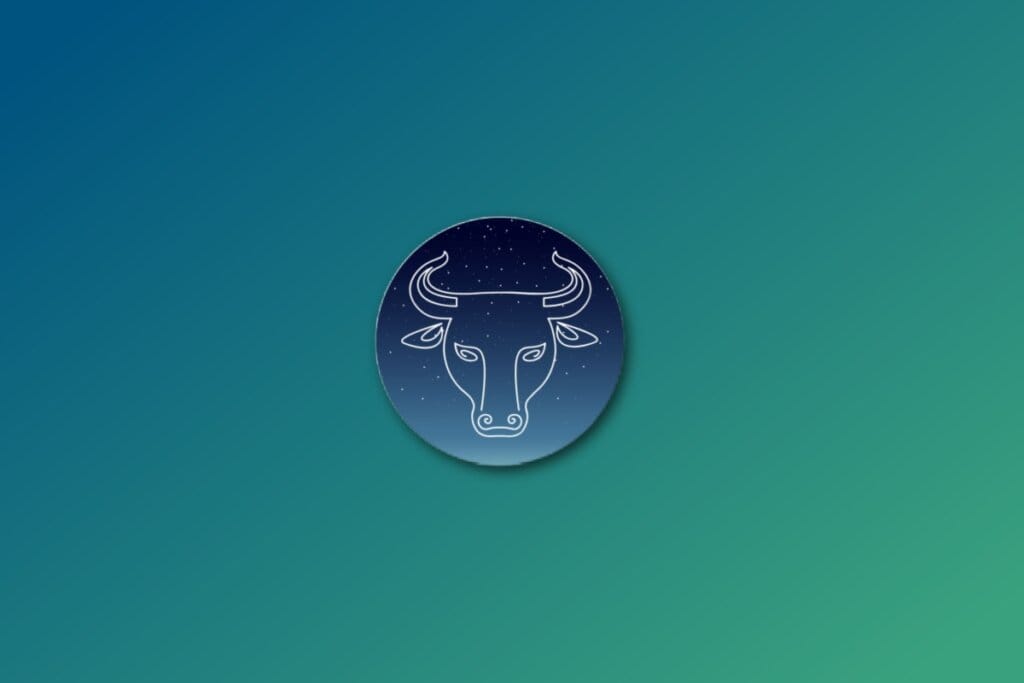 Ilustração do signo de touro em azul em um fundo verde