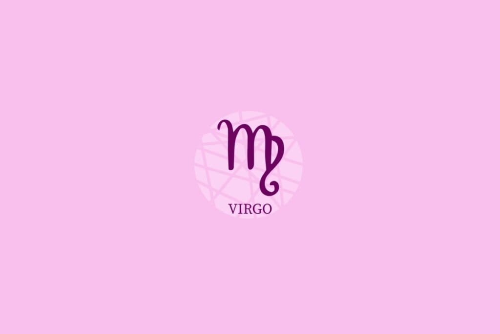 Ilustração do signo de virgem em um fundo roxo-claro