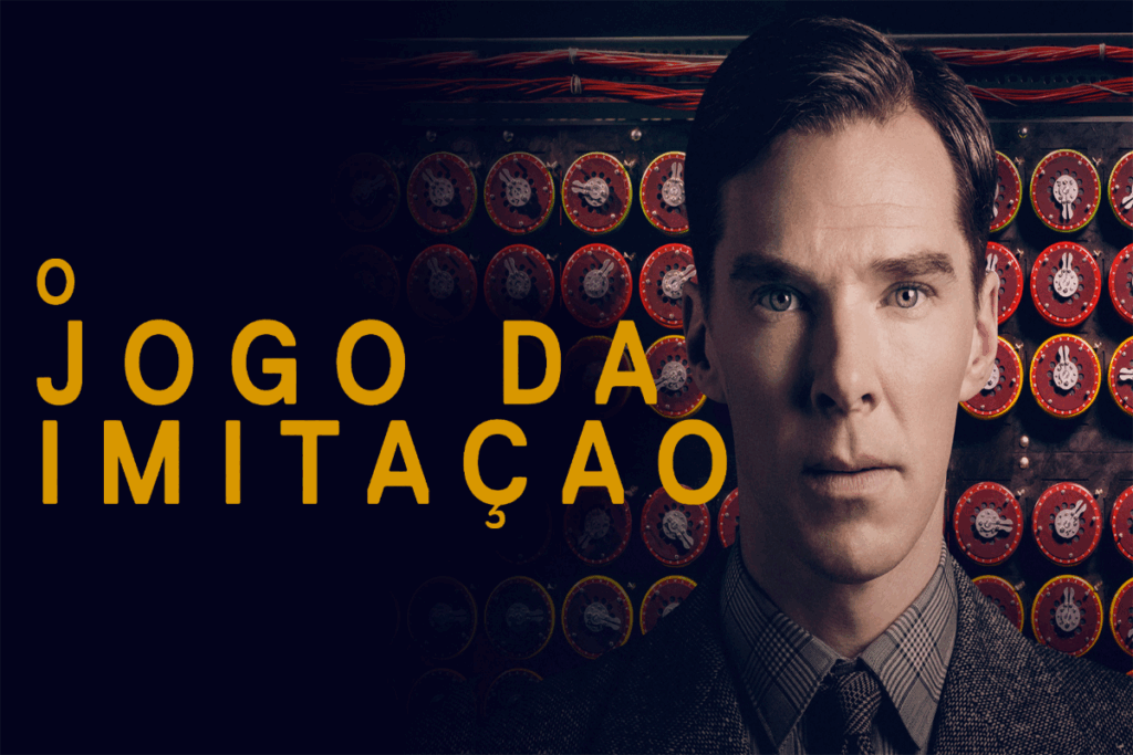Imagem de um homem usando camisa xadrez e gravata e terno escuro e ao lado está escrito o nome do filme 