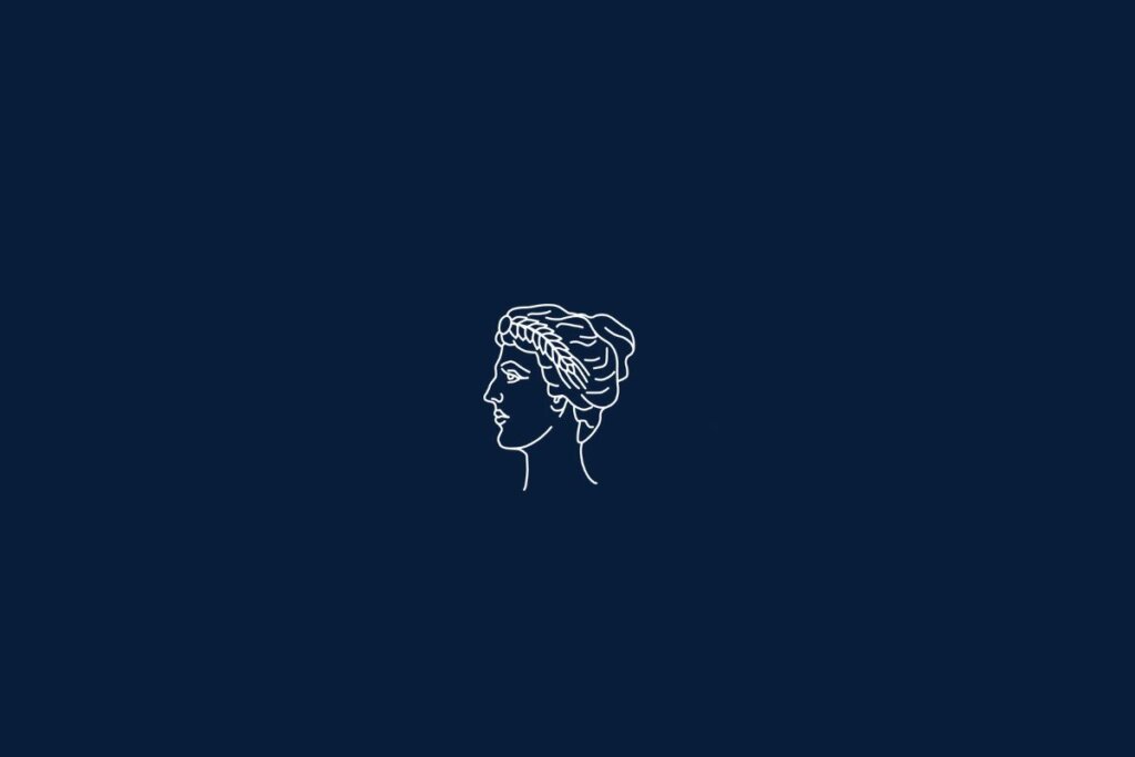 Ilustração de uma mulher em um fundo azul-escuro