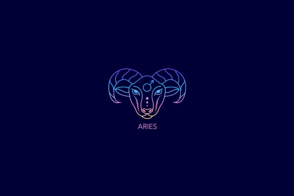Ilustração do signo de áries em um fundo azul-escuro