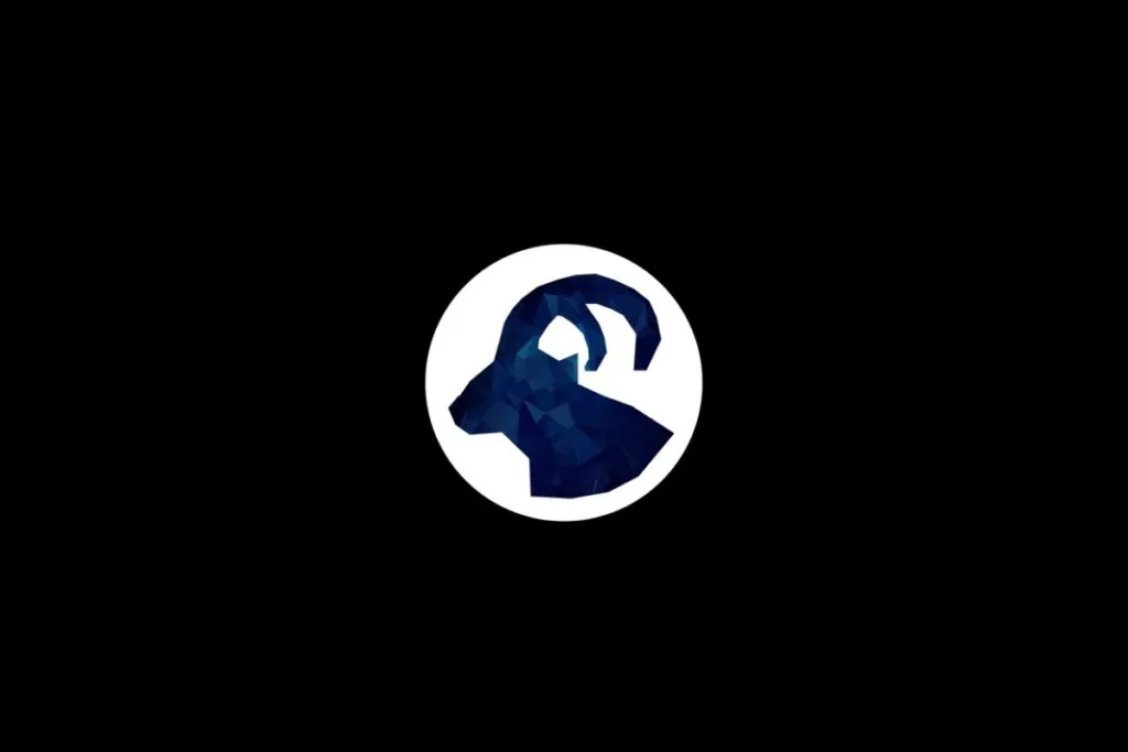 Ilustração do signo de capricórnio azul em um círculo branco