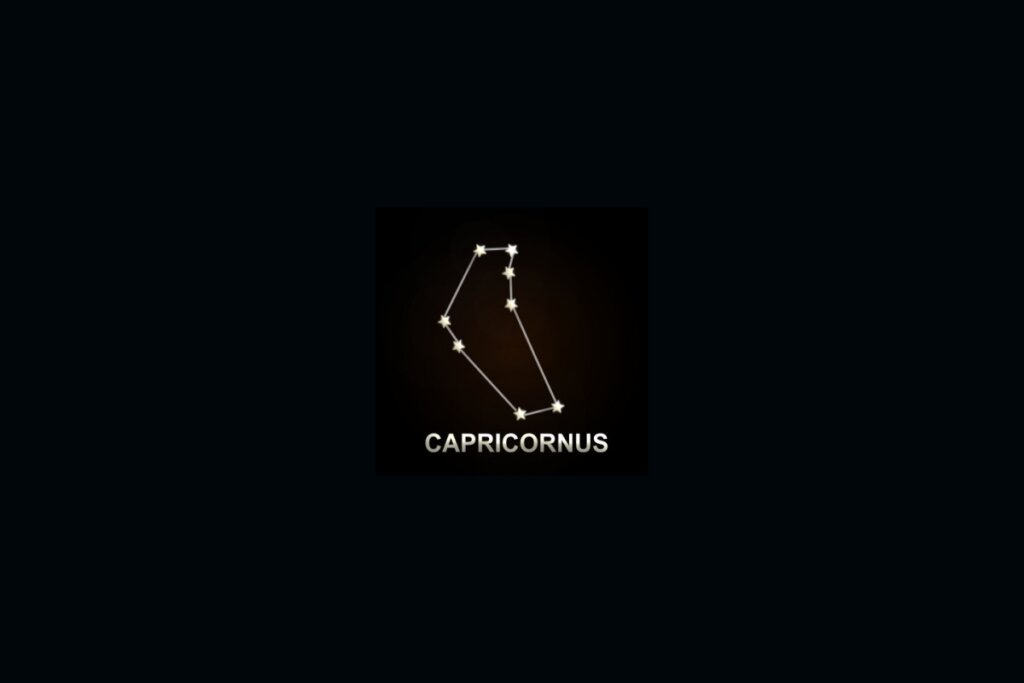 Ilustração da constelação do signo de Capricórnio em um fundo preto 