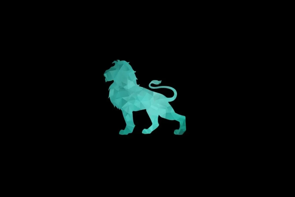 Ilustração do signo de leão na cor verde em um fundo preto