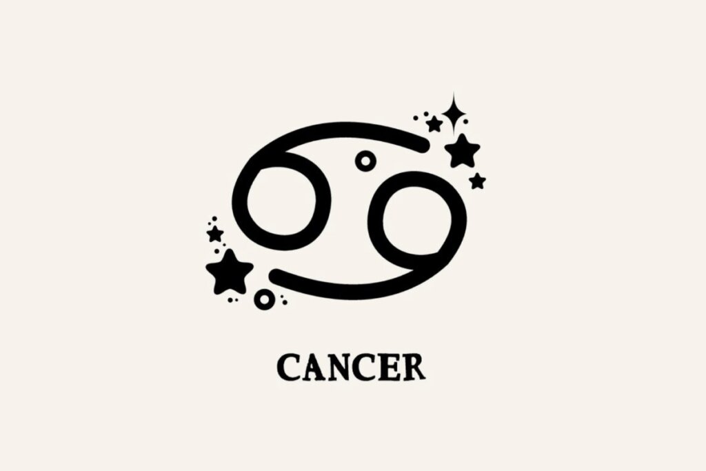 Ilustração com estrelas do signo de Câncer em um fundo bege