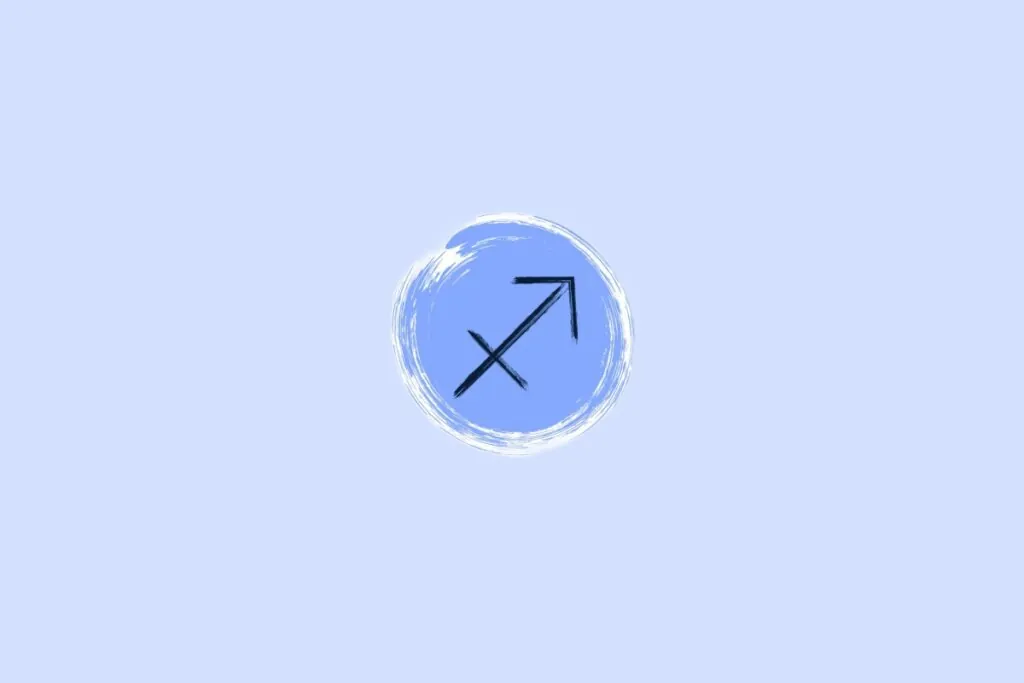 Ilustração do signo de sagitário em um fundo azul-esclaro