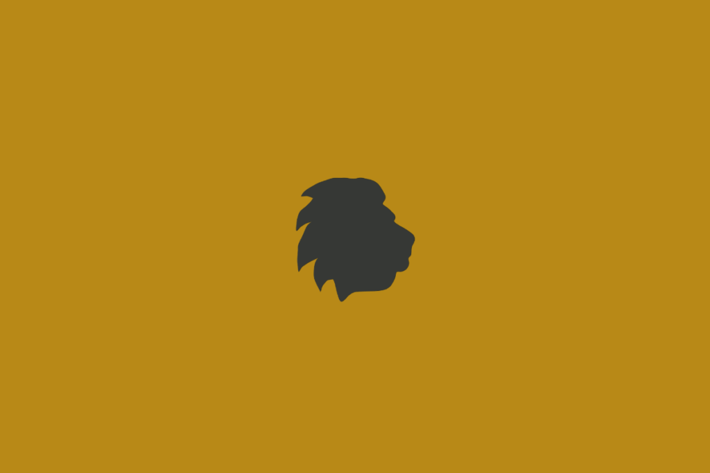 Símbolo do signo de Leão em preto em fundo dourado