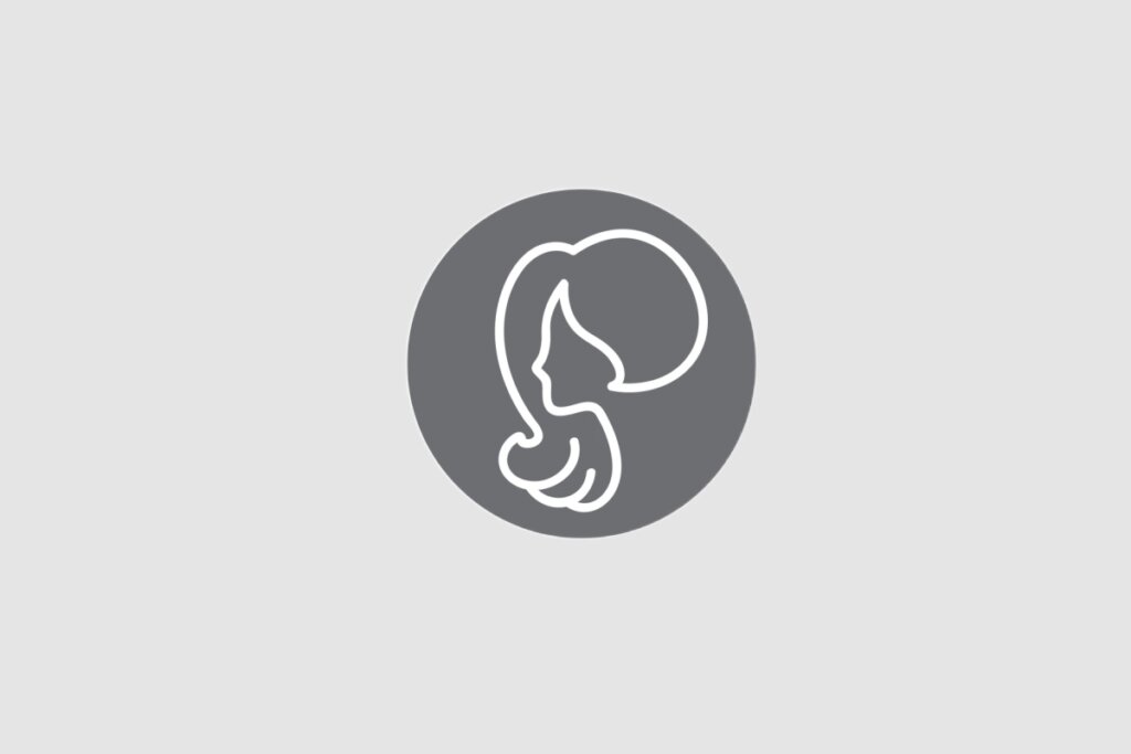 Ilustração do signo de Virgem contendo o perfil de uma figura feminina de cabelos longos, em um fundo cinza