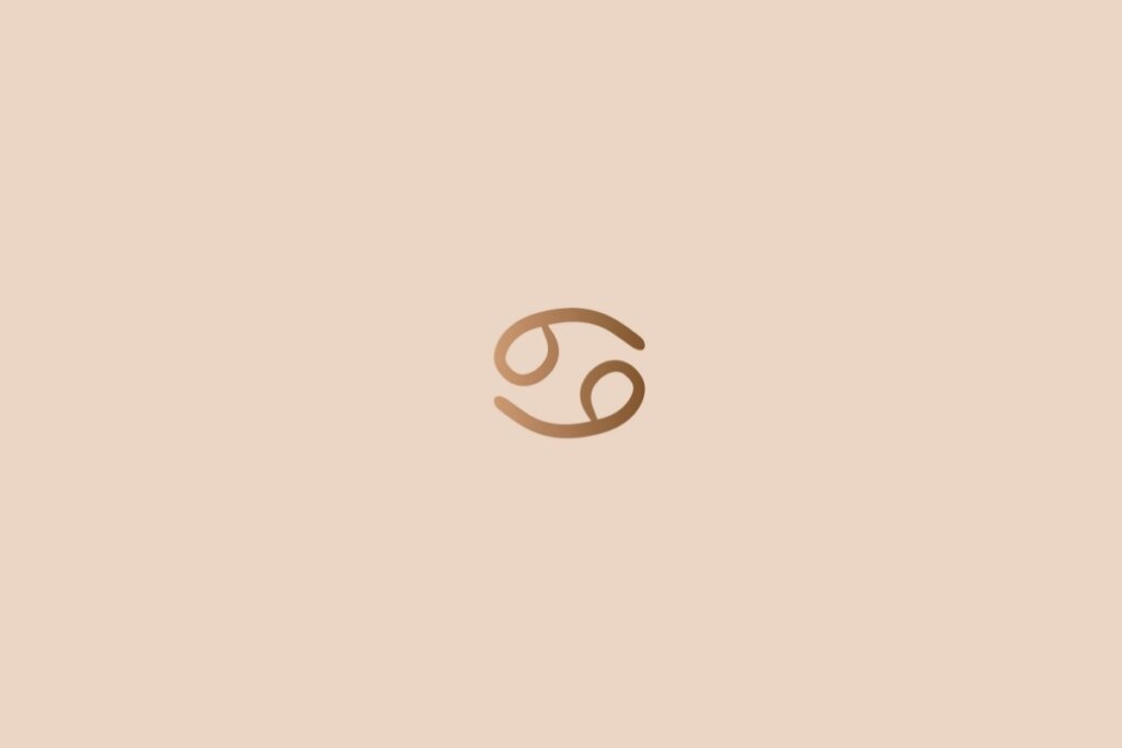 Ilustração do signo de Câncer na cor marrom em um fundo bege-claro