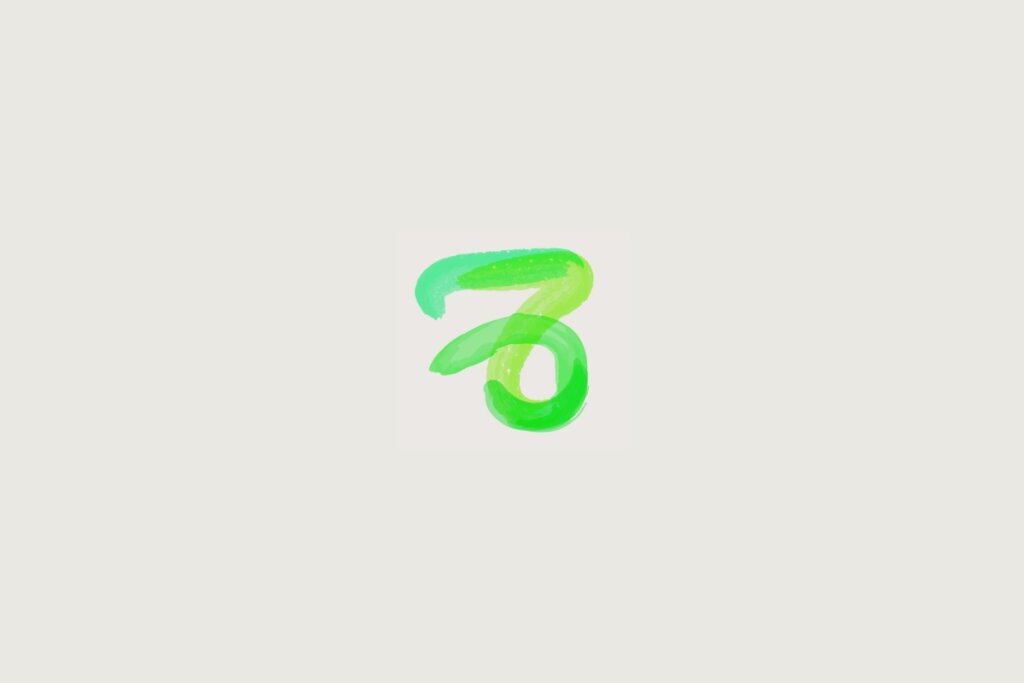 Ilustração do signo de capricórnio em verde sobre um fundo cinza