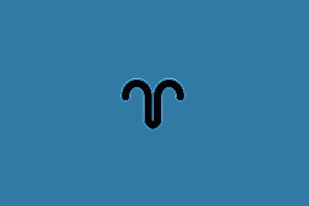 Ilustração do signo de áries na cor preta sobre um fundo azul