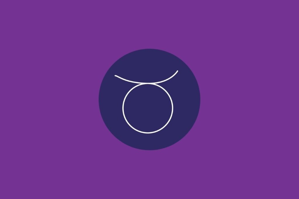 Ilustração do signo de leão, em um círculo azul-escuro, sobre um fundo roxo