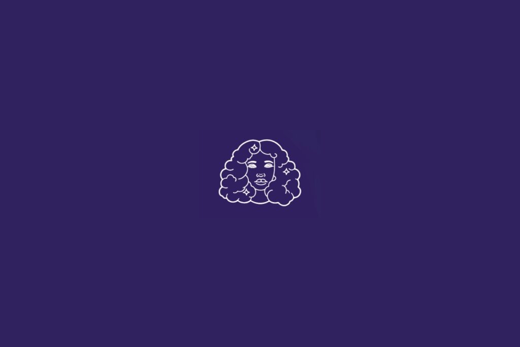 Ilustração do signo de Virgem em branco em um fundo roxo