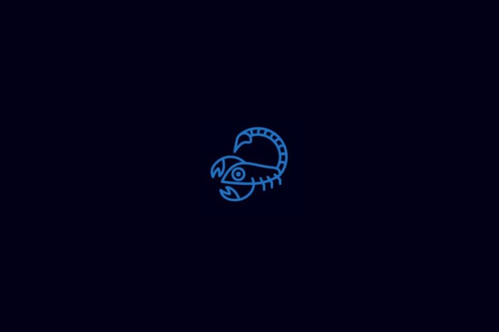 Ilustração do signo de Escorpião em um fundo azul