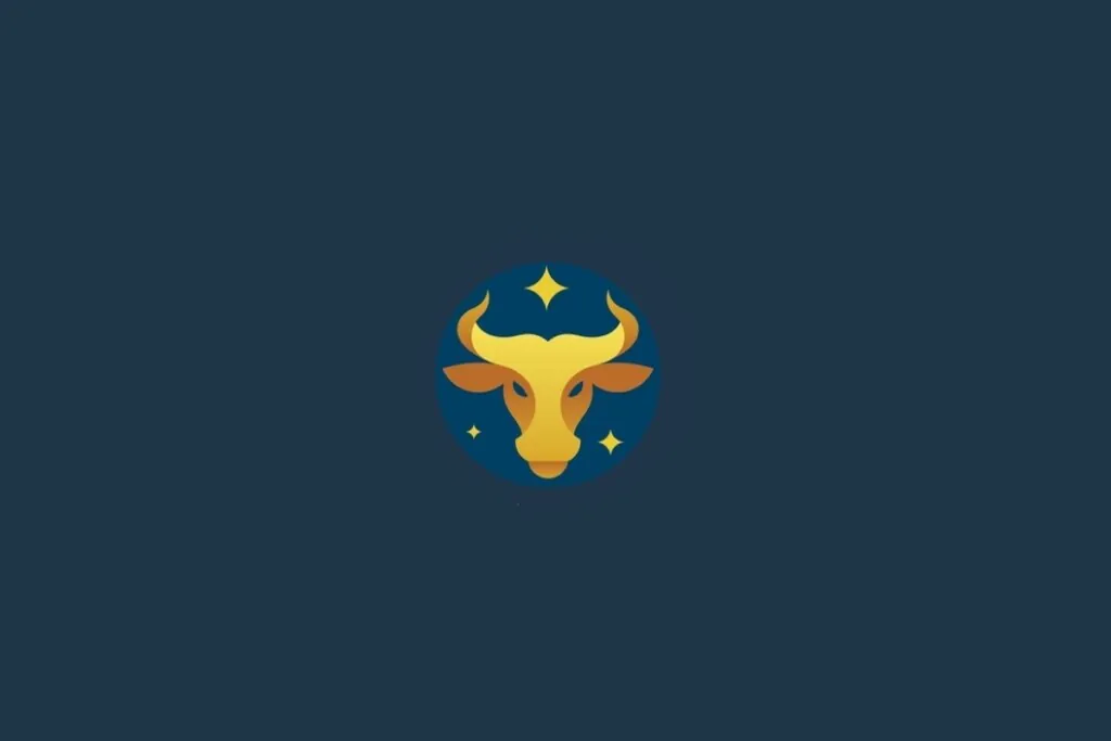 Ilustração do signo de Touro em amarelo em um fundo azul