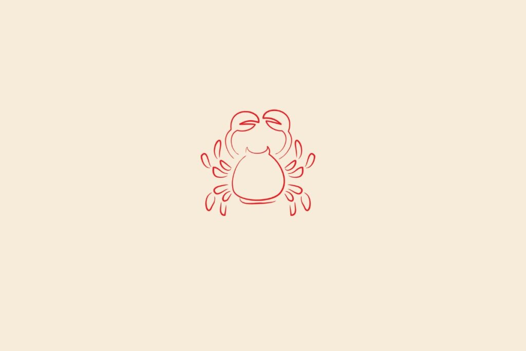 Ilustração do signo de câncer centralizado em um fundo bege-claro