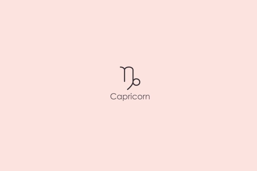 Ilustração do signo de capricórnio em marrom em um fundo rosa-claro