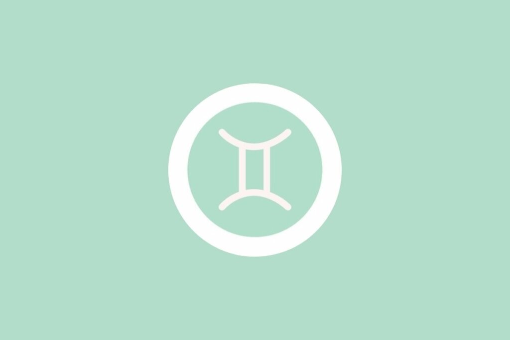 Ilustração do signo de gêmeos em um fundo verde-claro