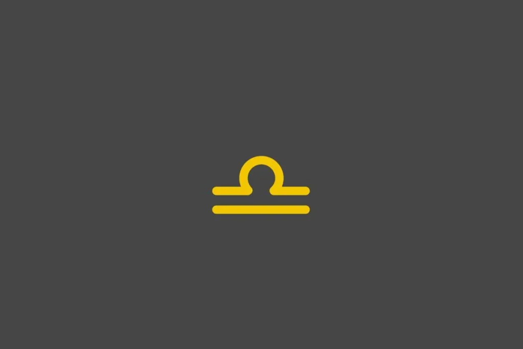 Ilustração do signo de libra em amarelo em um fundo cinza