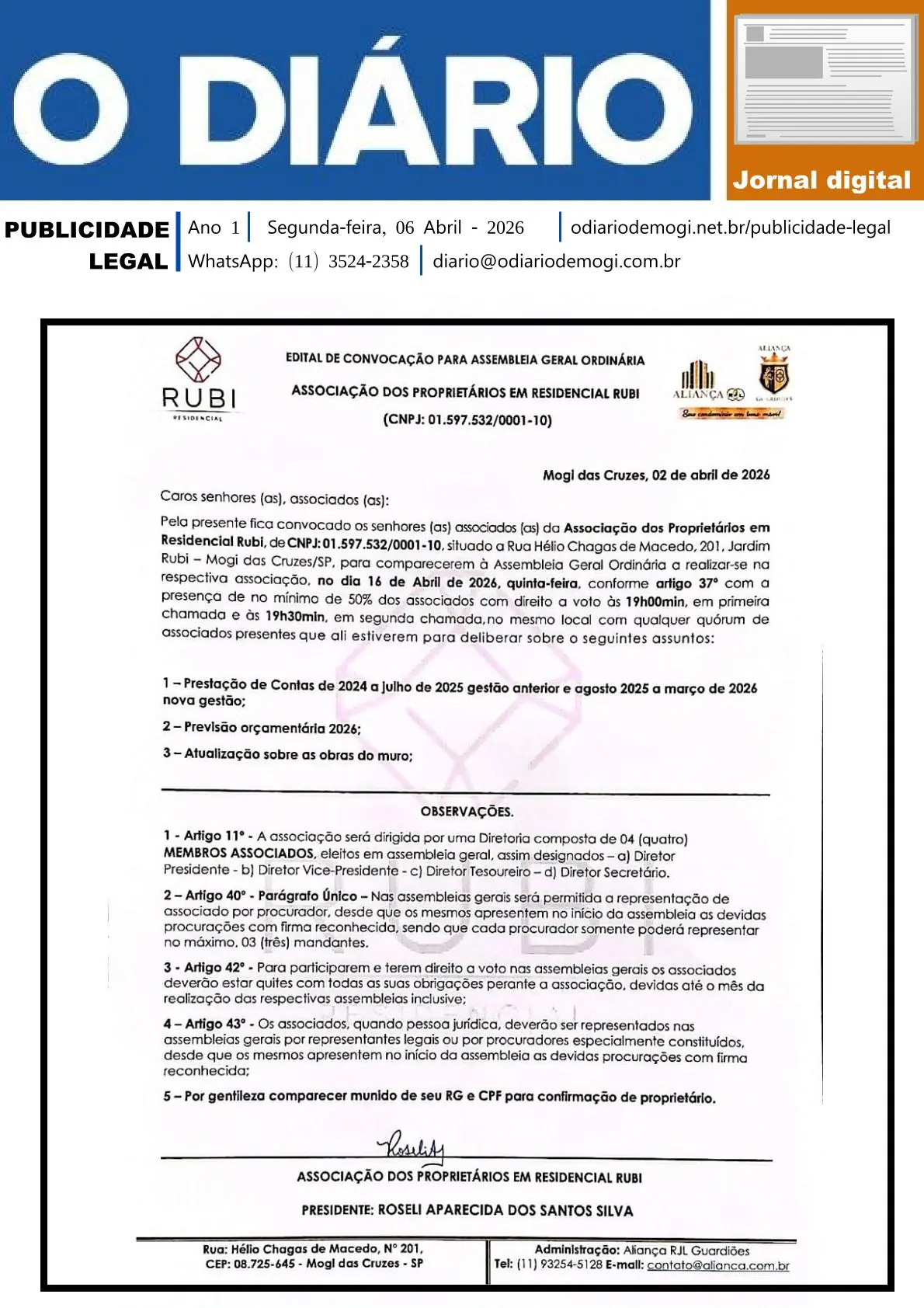 Segunda-feira, 06 de Abril 2026