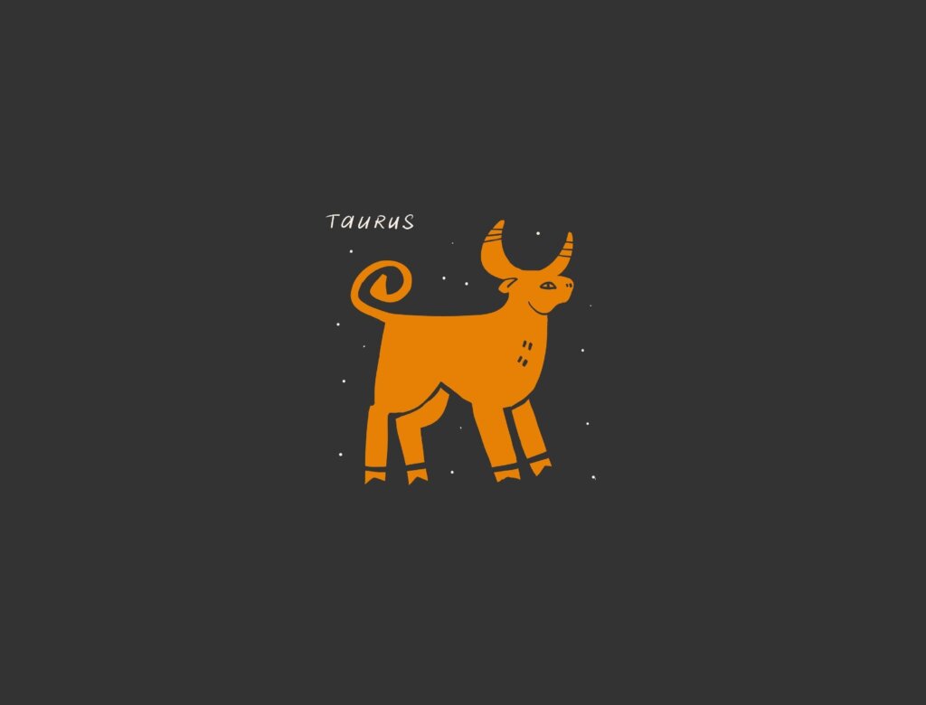 Ilustração do signo de Touro em um fundo preto